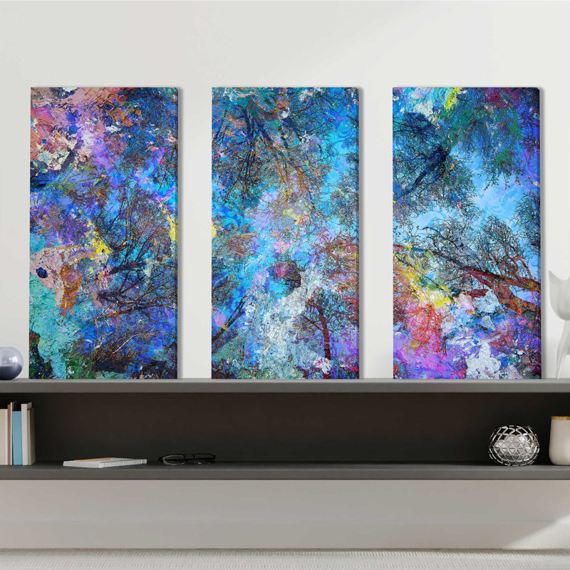 Dreaming to the Trees - Ensemble de 3 peintures sur toile tendue, H 32 po x l 48 po x P 0,75 po