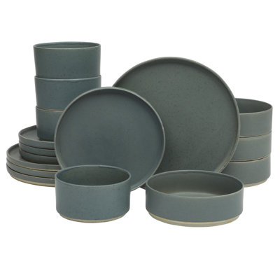 Gibson Elite Tatum Premium Porcelain Matte Reactive Glaze 16 Piece (Service for 4) Plates and Bolws Stackable Dishes Ceramic Dinnerware