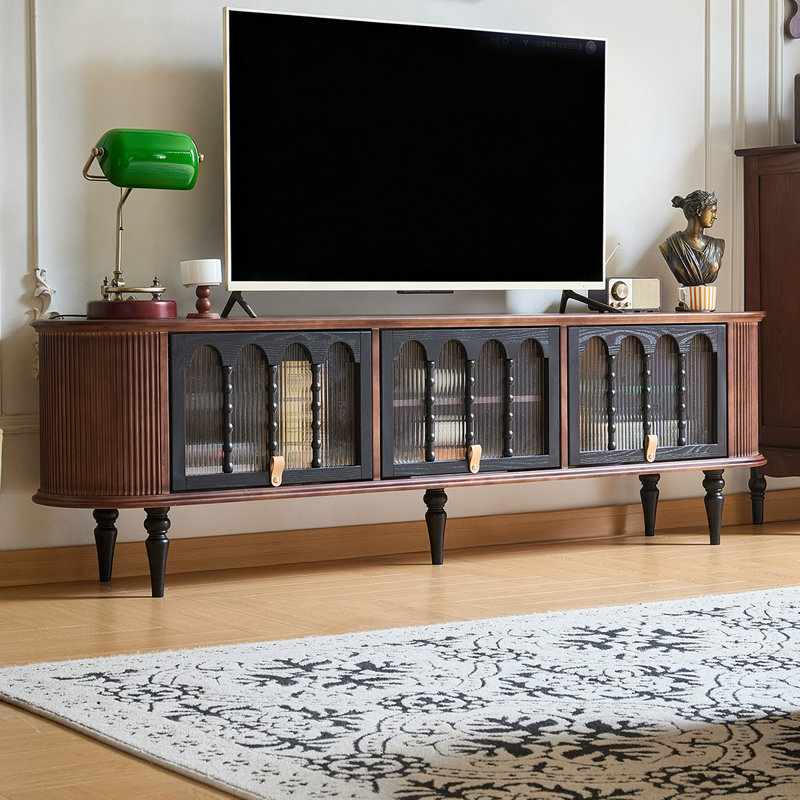 Meuble télé en bois de noyer rétro, H 23,62 po x L 78,74 po x l 15,75 po
