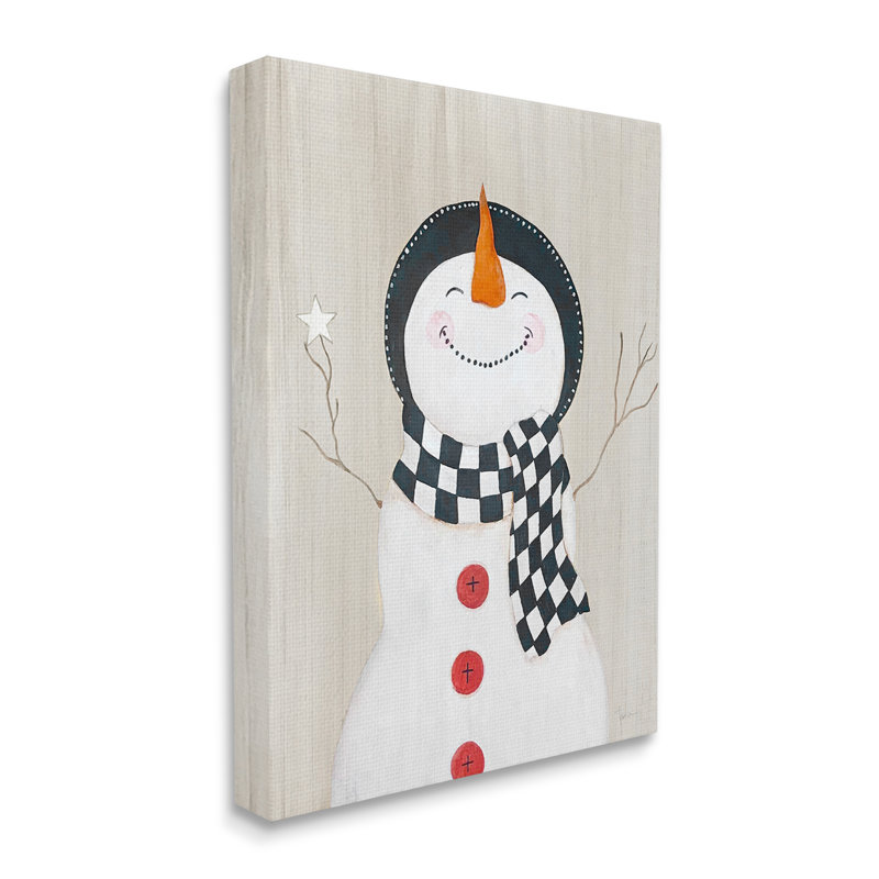 «Happy Smile Winter Snowman» sur toile, H 20 po x l 16 po x P 1,5 po