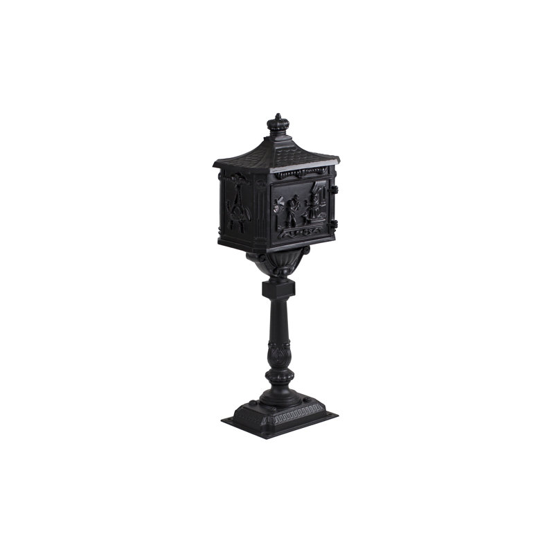 Locking Post Mounted Mailbox, Black