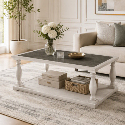 Farmhouse Rectangular Coffee Table with Turned Spindle Legs