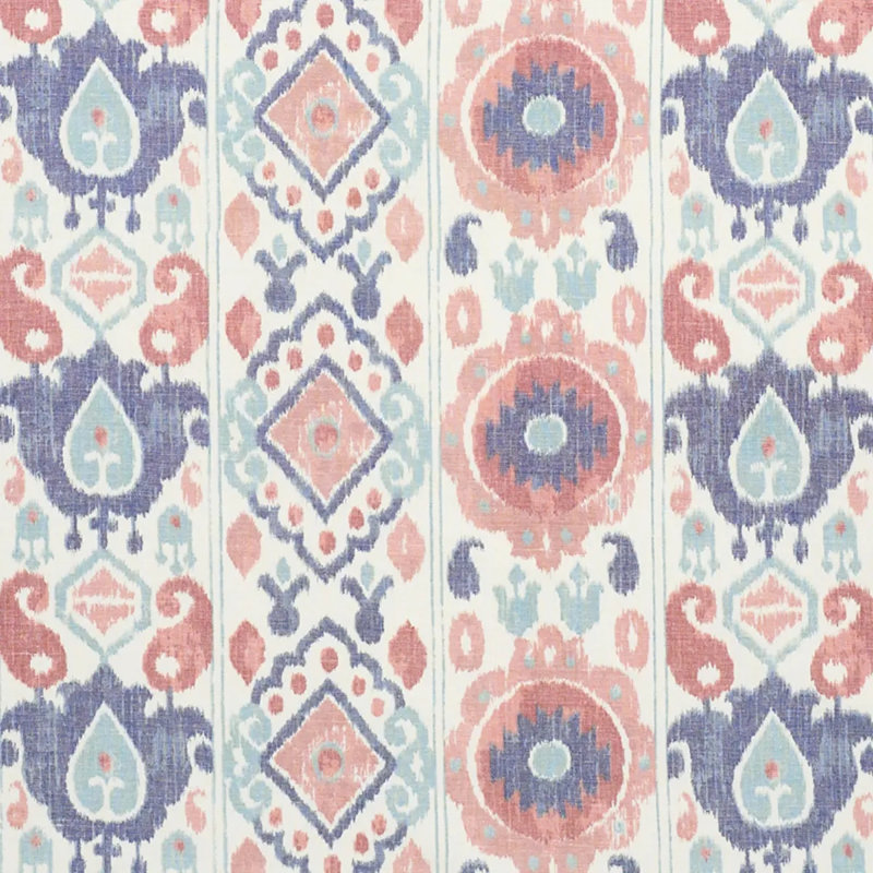 Elizia Ikat Fabric, Rose/Indigo