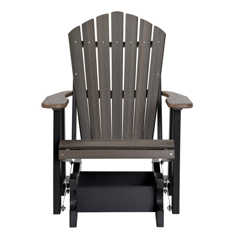 Walnut and Black Adirondack Glider Chair, Walnut/Black