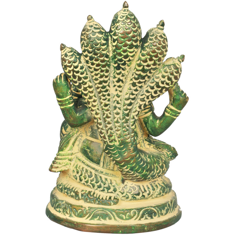 Figurine Ganesha assise sur Sheshanaga, Vert boue