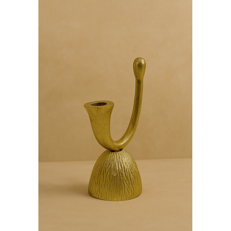 Raíz Studio Loop Candle Holder – Hand-Cast Gold Metal Sculptural Candle Stand