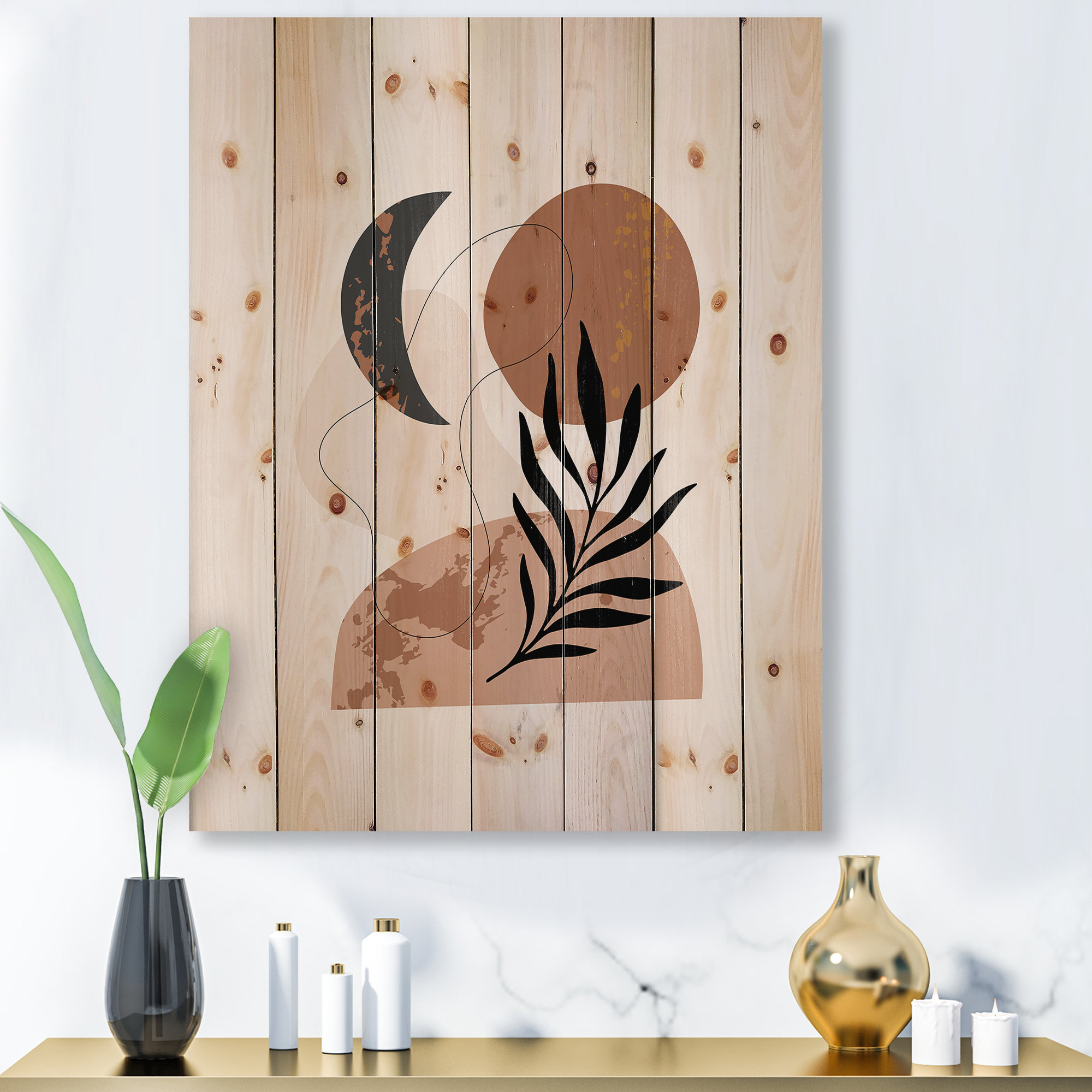 sun and moon wood wall art