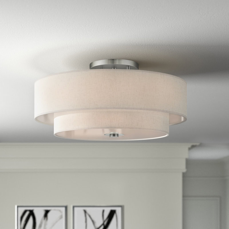 Konur Fabric Semi Flush Mount, Brushed Nickel