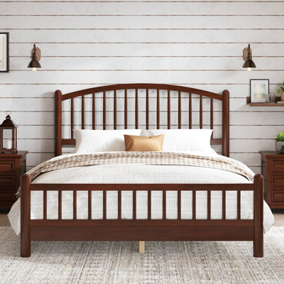 Queen Bed Frame with Arched Headboard, Wood Platform Queen Bed, No Box Spring Needed, Easy Assembly, Noise Free,Espresso