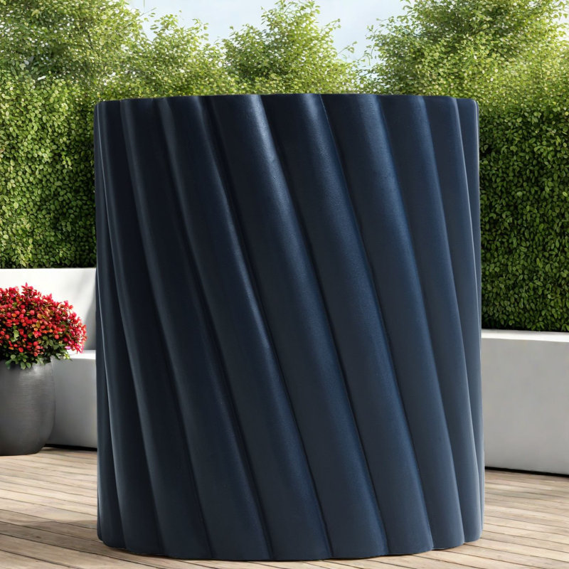 Compact Patio Tables, Mgo 16.02 Inch Modern Fluted Accent For Patio