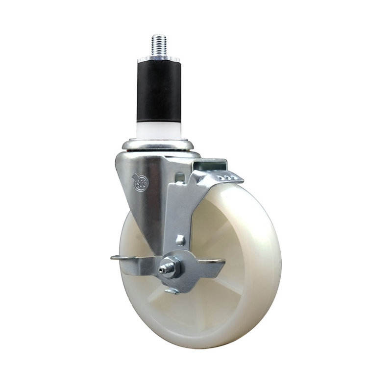 5 Inch SS Nylon Swivel 1-1/2 Inch Expanding Stem Caster with Brake SCC