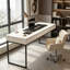 Bureaux rectangulaires modernes en bois avec base en fer