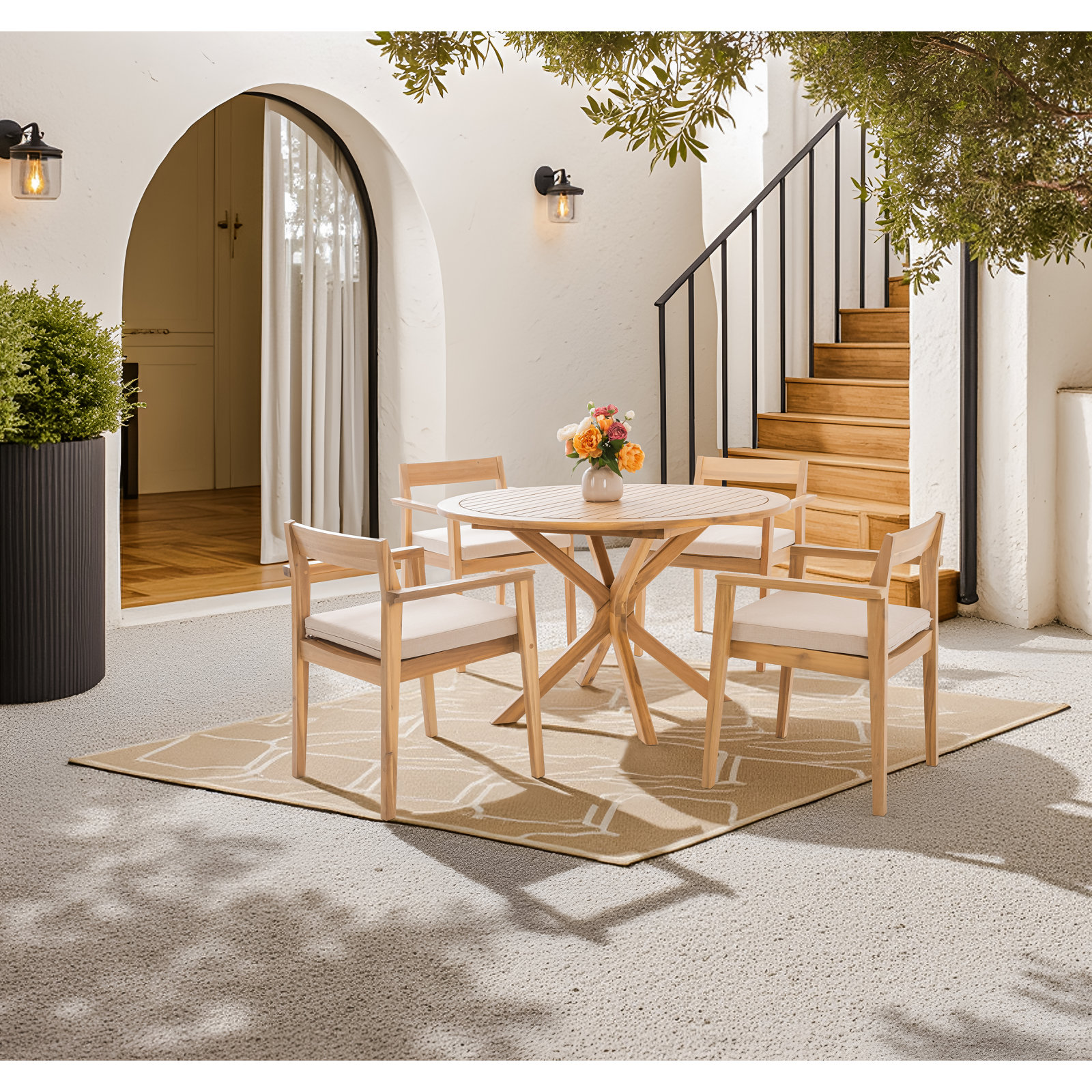 Badgley 47" Acacia Patio Dining Set