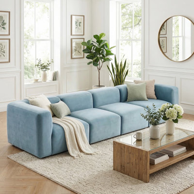 Canapé modulaire surdimensionné 4 pièces avec velours performance