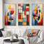 «Geometric Abstraction Focus IV», 3 pièces sur toile-271824122-271824118