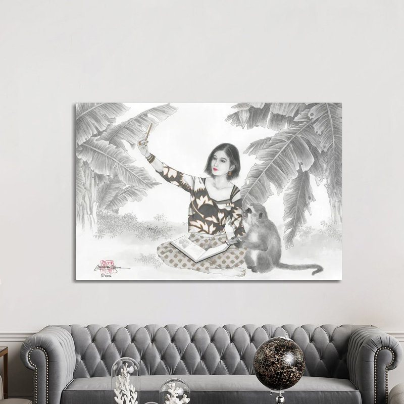 Monkey BFF - Painting on Canvas, Wrapped Canvas, 101.6 cm H x 66.04 cm W x 3.175 cm D