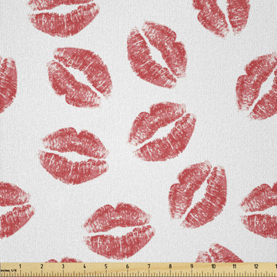 Bejou Lipstick Kiss Marks Woman Valentines Wedding Multi-Purpose Fabric