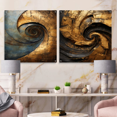 Potts - Abstract Spirals Acrylic Wall Art Glass Set Of 2