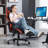 PU Leather Gaming Chair With Footrest And Massage Lumbar Support-152754390