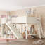 Grand lit mezzanine avec tablettes de rangement et garde-robe, lits mezzanine en bois massif avec glissières amovibles et échelles, aucune boîte à ressorts nécessaire-698299179-698299216