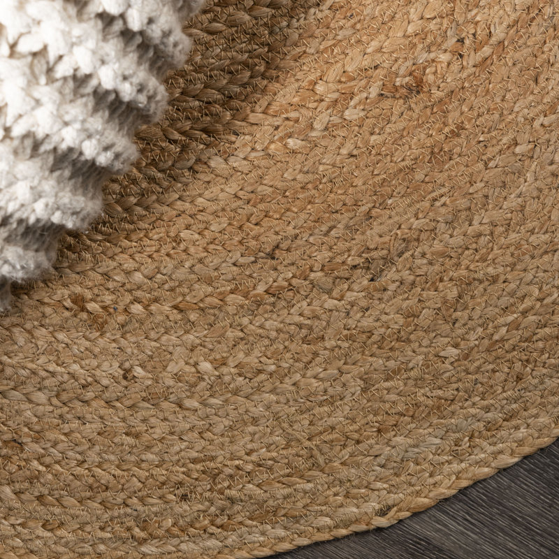 Tapis rond rond en jute tressé naturel Ammerman, Rond 6 pi