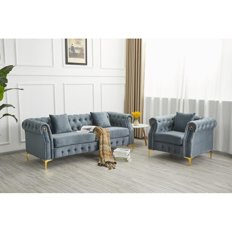 Fauteuil rembourré avec pieds en métal