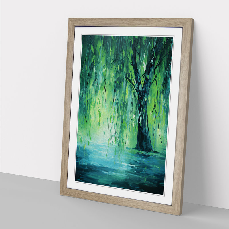 Weeping Willow Abstract Art - Framed Print, 64cm H x 46cm W, Oak Framed
