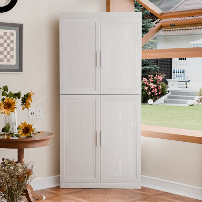 Freestanding Corner Cabinet, Adjustable Shelves Storage Organizer for Living Room, Kitchen and Bedroom