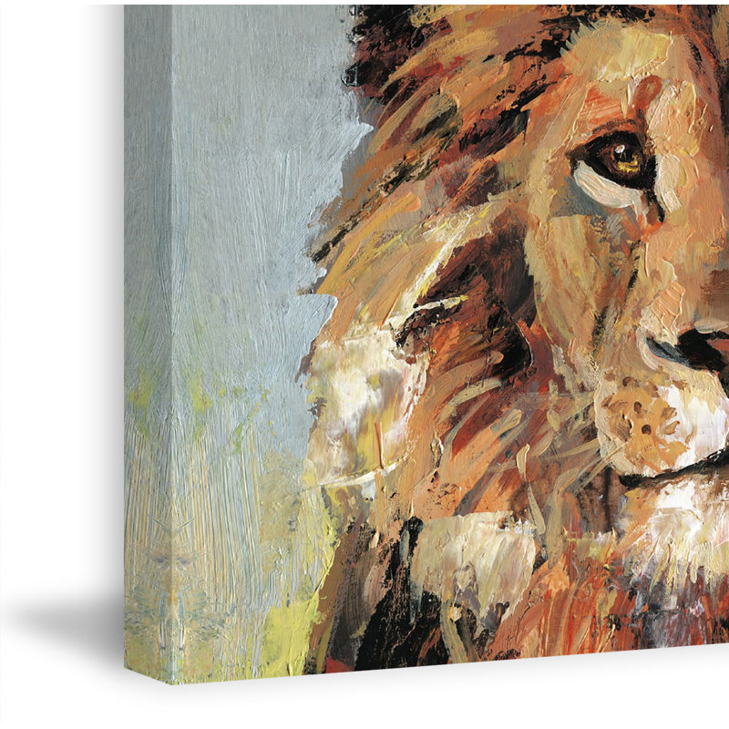 Bonjour Lion II Wrapped Canvas Painting, 61cm H x 41cm W x 3.81cm D
