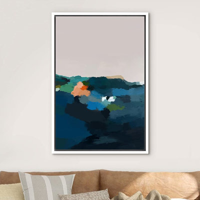 Abstrait coloré, coups de pinceau aquarelle, chaîne de montagnes pastel - peinture sur toile