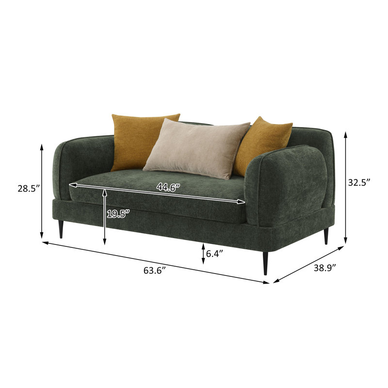 Causeuse en chenille rembourrée avec accoudoirs modernes vert