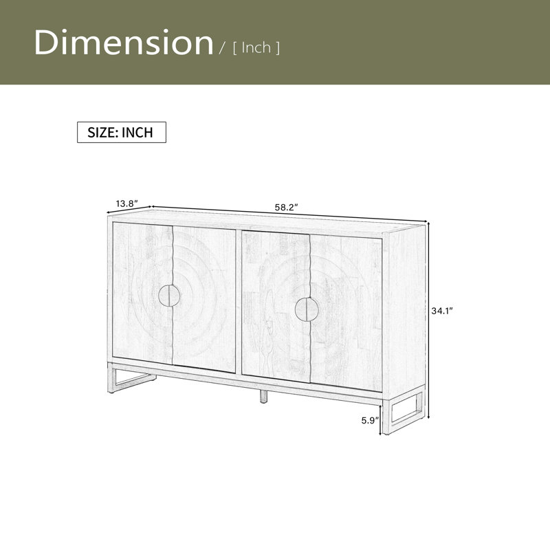Buffet avec rangement et armoire en bois, Noir