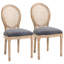 Ensemble de chaises de salle à manger rembourrées, chaises d'appoint sans accoudoirs avec dossier en rotin et revêtement Linen Touch, ensemble de 2