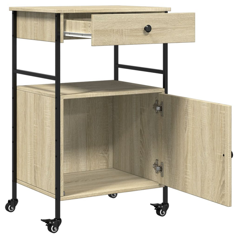 Nevis Metal Bar Cart, Sonoma Oak