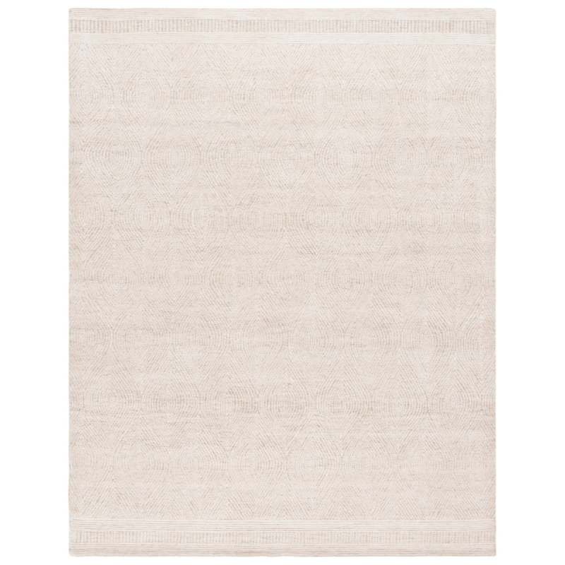 Lulubell Abstract Hand Tufted Wool Geometric Rug, Rectangle 10' x 14', Ivory/Beige