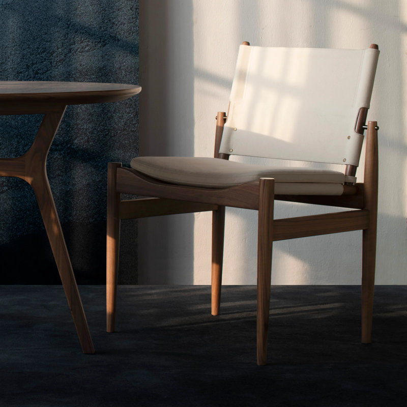 Journey Upholstered Dining Chair, Black Oak, Canvas Oatmeal