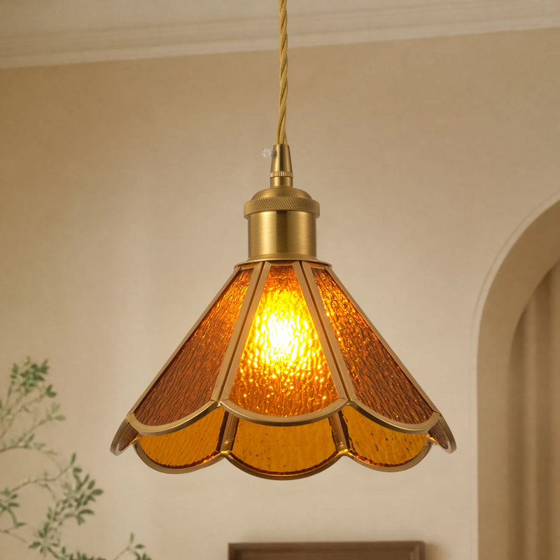 1-Dark brown round glass dimmable pendant light