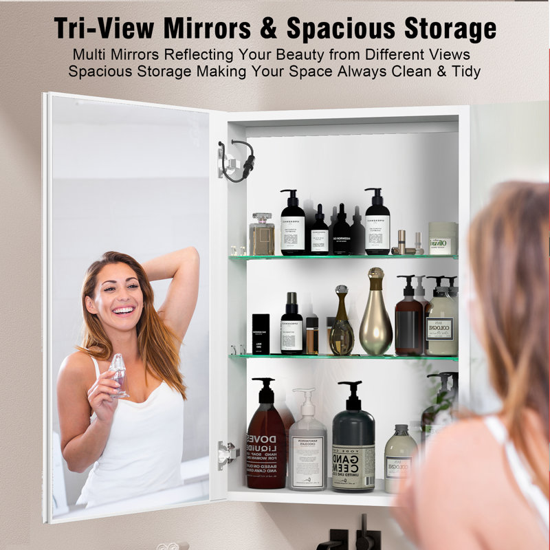 Orren Ellis Brittnye 60x30 inch Lighted Medicine Cabinet Mirror Anti ...