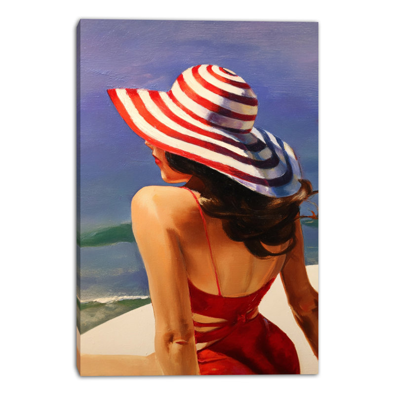 Toile rayée rayée sur toile Beach Glow, H 24 po x l 16 po x P 1,5 po