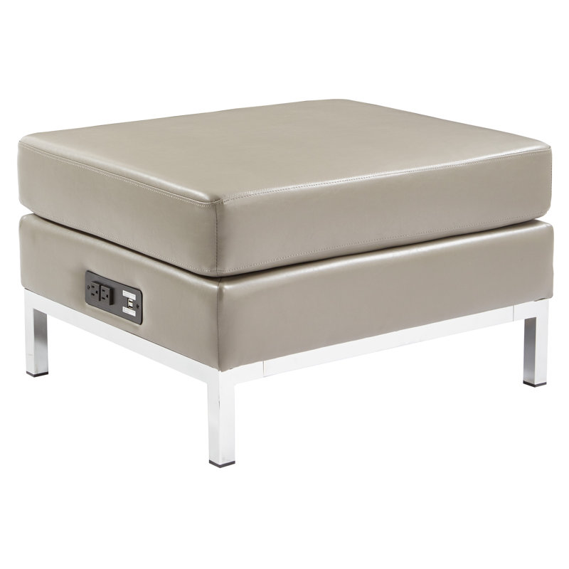 Olen Faux Leather Ottoman, Faux Leather Smoke