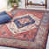 Tucson Heirloom Machine Washable Non-Slip Area Rug In Rust & Blue