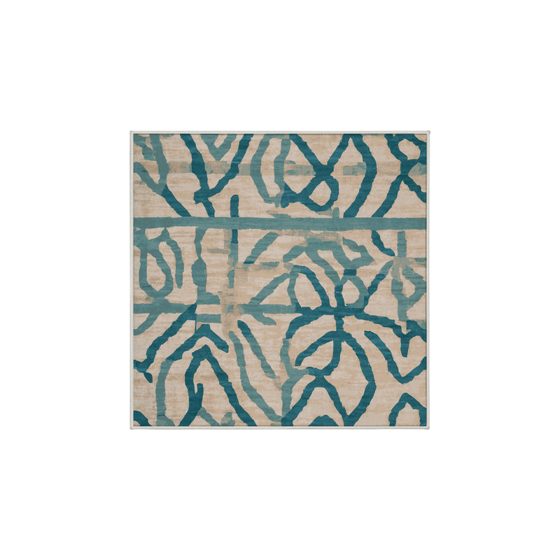 Tapis beige lavable à la machine, Carré 5 pi