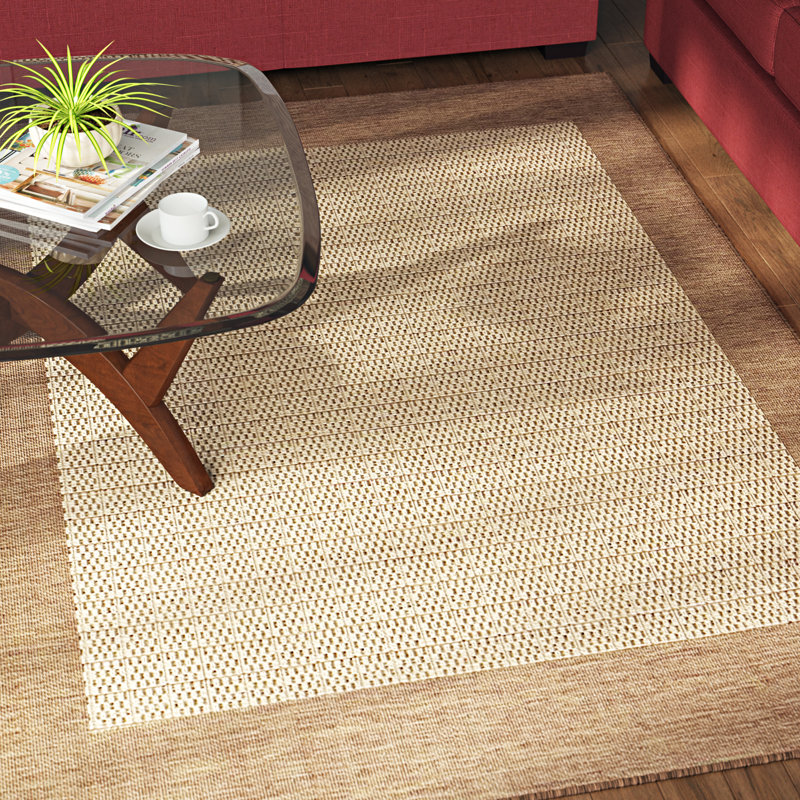 Sania Flatweave Natural Cocoa Indoor Outdoor Area Rug, Rectangle 5'10" x 9'2"