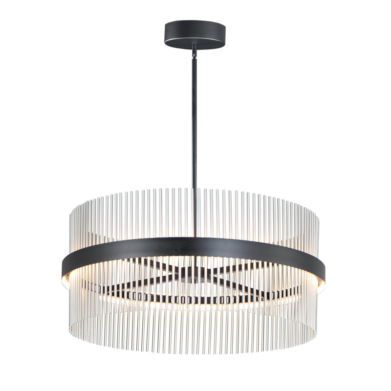 Chimes 5CCT - Luminaire suspendu simple, H 18,75 po x l 33,75 po x P 33,75 po, Noir / laiton satiné