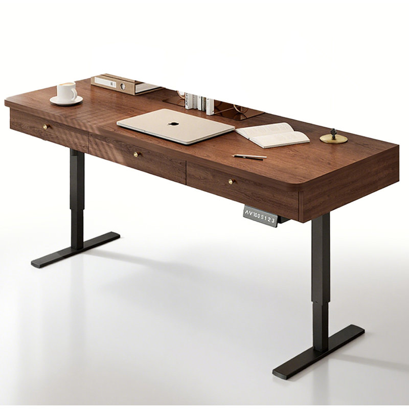 Bureau debout électrique réglable avec tiroirs, Brun, 33.9" H x 47.2" W x 23.6" D