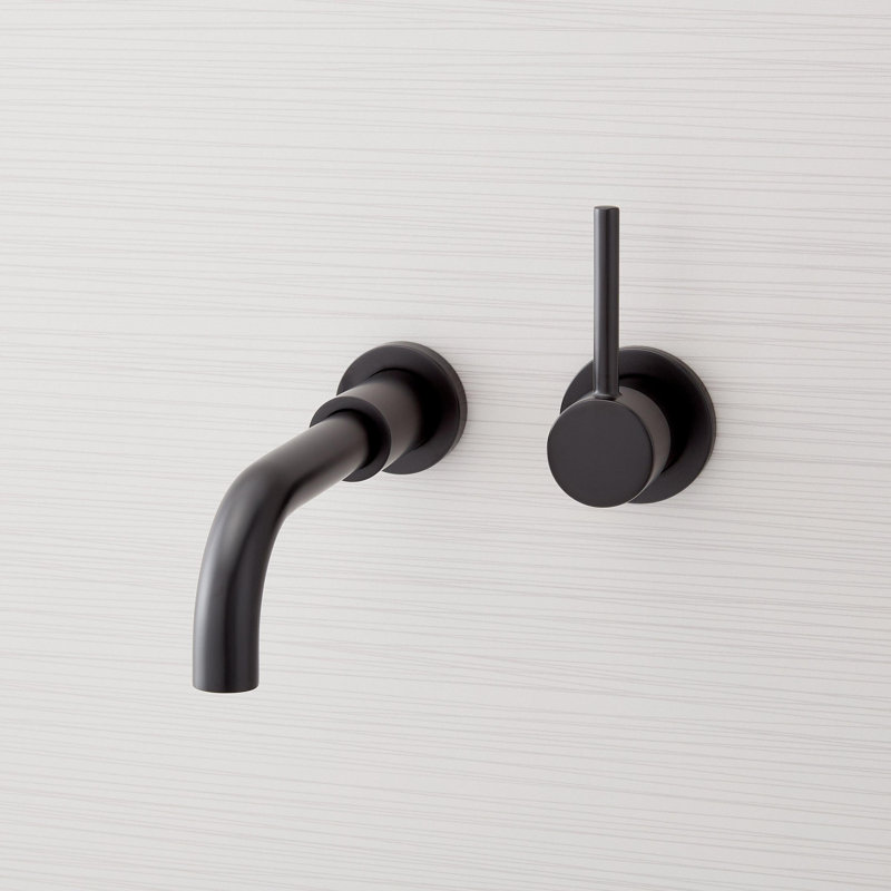 Lexia 1.2 GPM Wall Mounted Widespread Bathroom Faucet, Matte Black