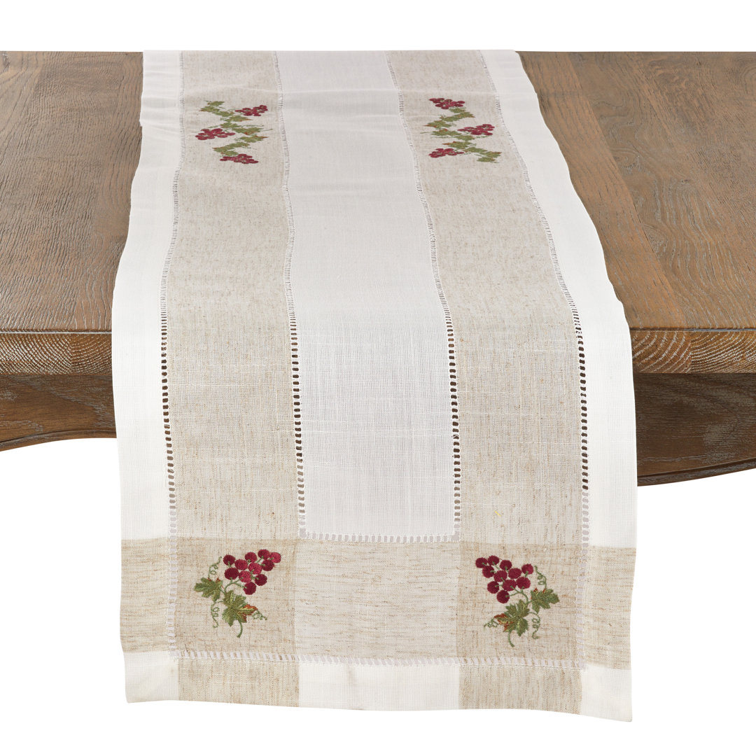 Earby Embroidered Grape Table Runner Fleur De Lis Living