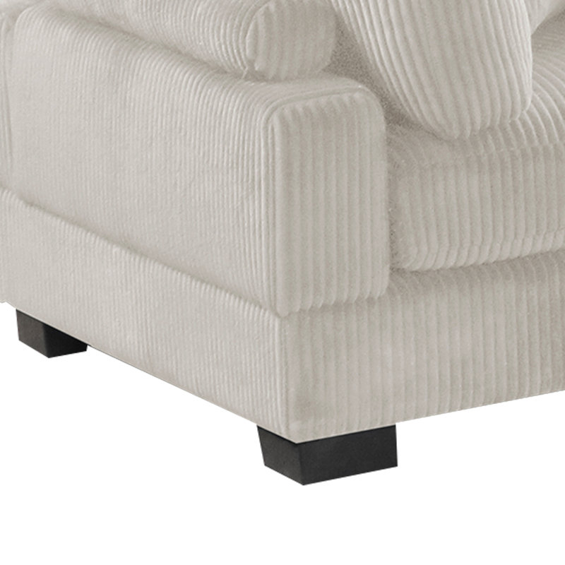 Coussin de coin en velours côtelé Bentley, Velours côtelé crème