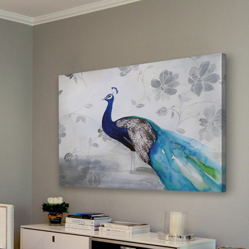 «Peacock Fable Cool» par Christine Lindstrom, reproduction sur toile, 16 po x 24 po