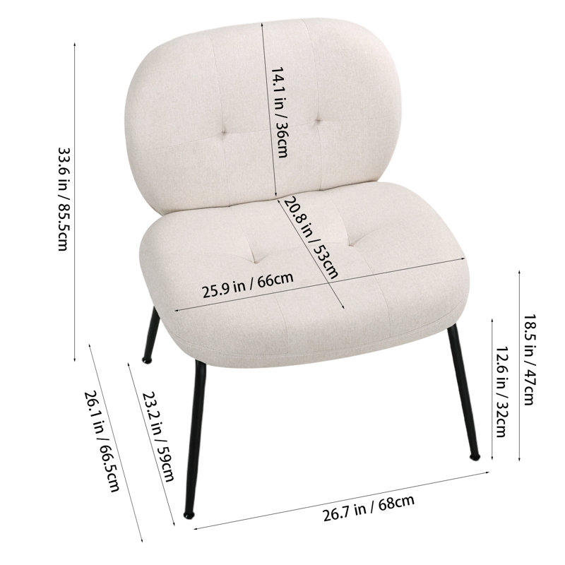 Upholstered Side Chair, Cream Linen